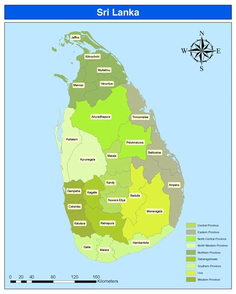 Sri Lanka district map - District in Sri Lanka map (Southern Asia - Asia)