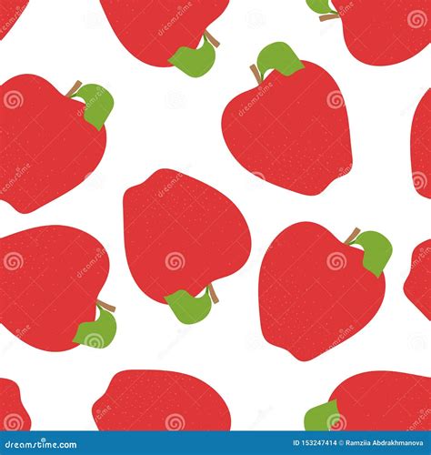 Apple Seamless Pattern Hand Drawn Fresh Fruit Vector Sketch