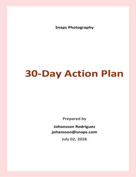 30 Days Action Plan Template Google Docs Word Apple Pages PDF