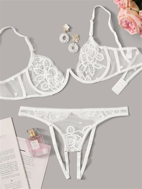 Floral Embroidered Mesh Underwire Lingerie Set Artofit