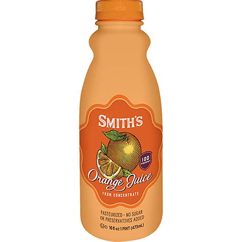 Smith S Orange Juice Florida 100 From Concentrate Pint Buehler S