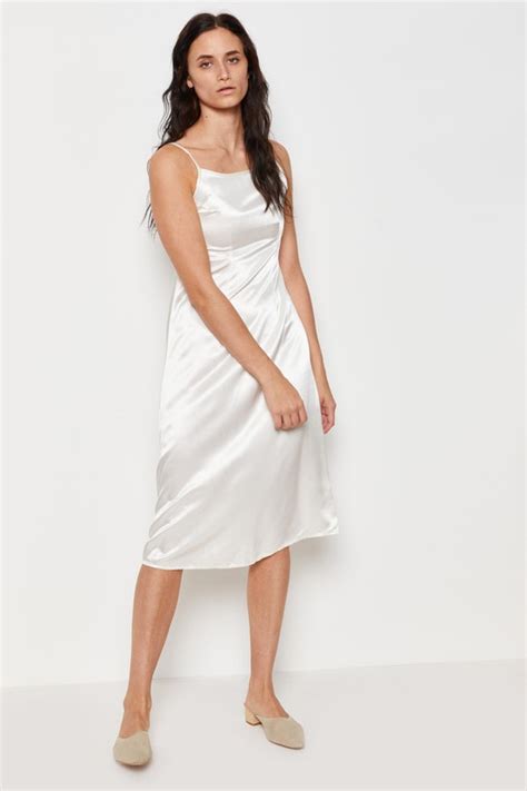 90s White Satin Slip Dress S Gem