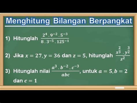 Cara Menghitung Bilangan Berpangkat Eksponen Youtube