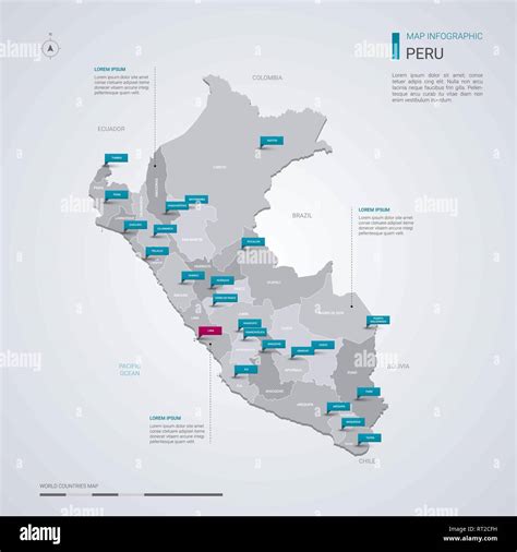 Peru Vector Map With Infographic Elements Pointer Marks Editable