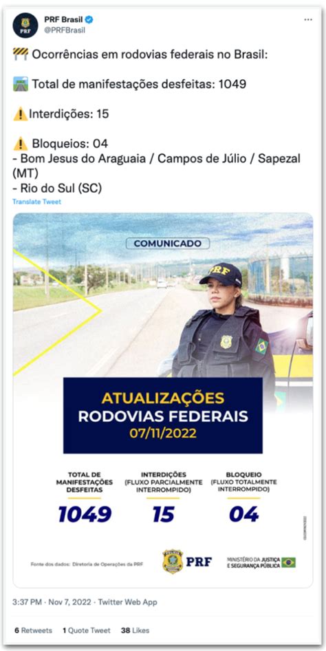 Brasil Tem Rodovias Bloqueadas E Interditadas Diz Prf