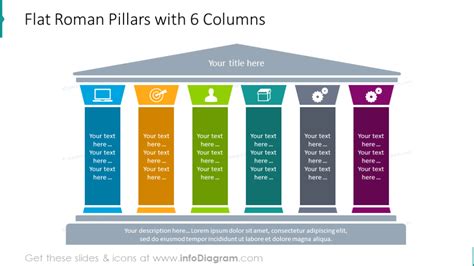 Flat Roman Pillars Diagram With 6 Columns Slide