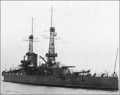 Battleship Uss Arizona Showing Aft Turrets And Lattice Masts Probably