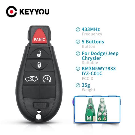 Keyyou 5 Buttons Remote Car Key For Dodge Chrysler Jeep Dodge Grand