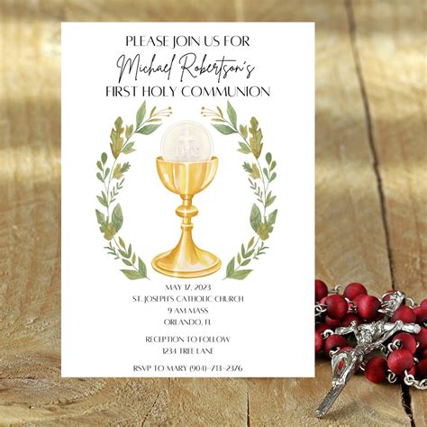 Traditional First Communion Invitation First Holy Communion St