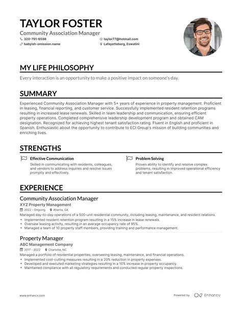 3 Successful Community Association Manager Resume Examples And Writing