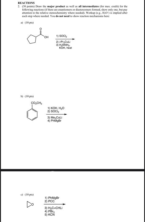 Solved Solve The Following Reactions Reactions 2 30 Points Draw