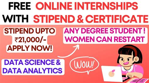 FREE ONLINE INTERNSHIPS WITH STIPEND AND CERTIFICATES DATA ANALYTICS