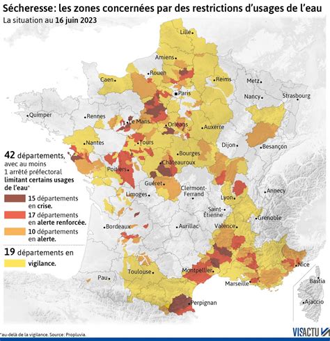 Carte Sécheresse en France plus de 40 départements touchés par des