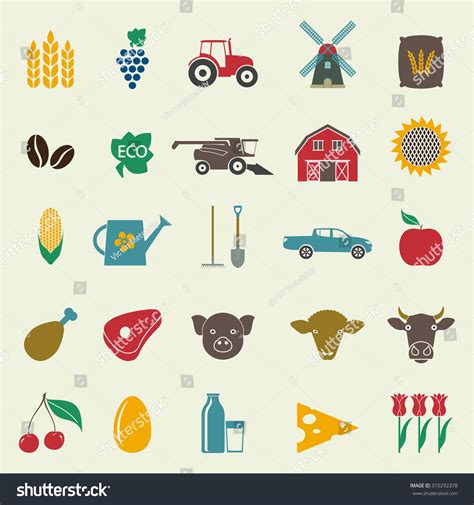 Conjunto de iconos agrícolas y agrícolas vector de stock libre de