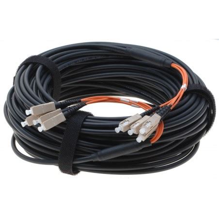 Armerad Fiberkabel Multi Mode SC SC 10m 4 Core 62 5 125my Svart