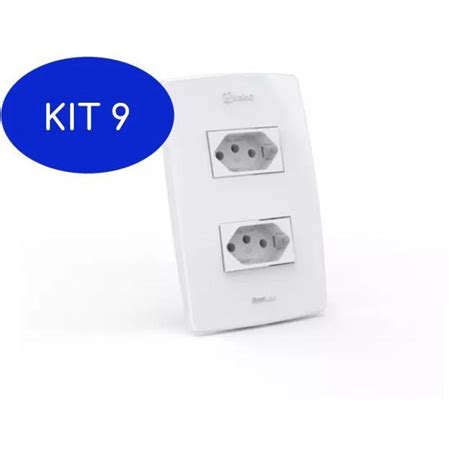 Kit Interruptores E Tomadas Linha Luxo Enerbras Dupla Branco