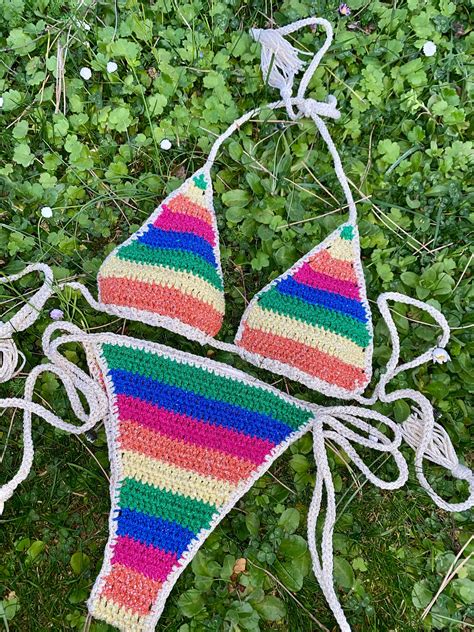 Shiny Crochet Bikini Settwo Pieces Brazilian Bikinihandmade Etsy