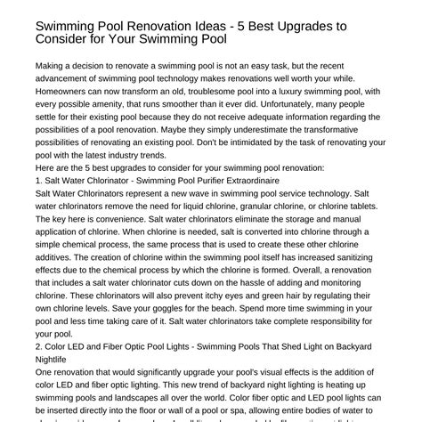Swimming Pool Renovation Ideas 5 Best Upgrades to Consider for Your