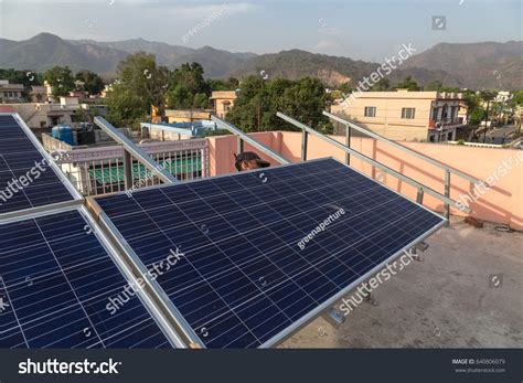 Solar Panel Installation Indian Village Stock Photo 640806079 ...