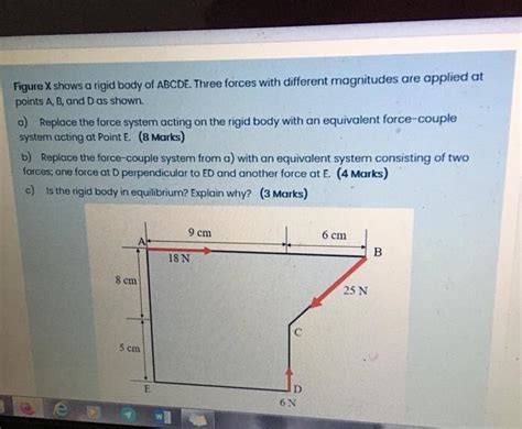 Solved Figure X Shows A Rigid Body Of Abcde Three Forces Chegg