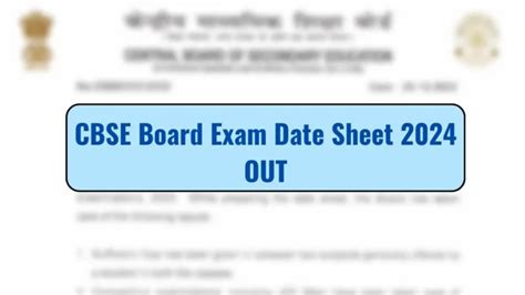 Cbse Exam Date Sheet 2024 Class 10 12 Board Exams From February 15