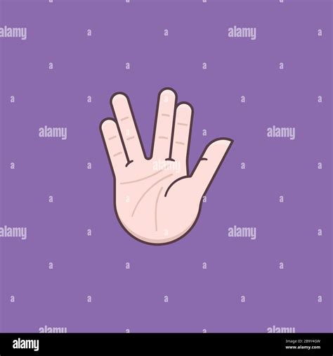 Vulcan Salute Hand Gesture Vector Illustration For First Contact Day On