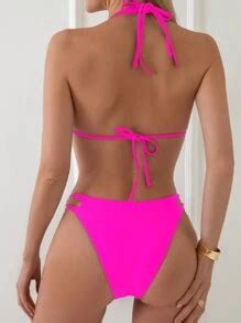 Shein Swim Solid Color Metal Decoration Bikini Set Summer Beach Shein Usa