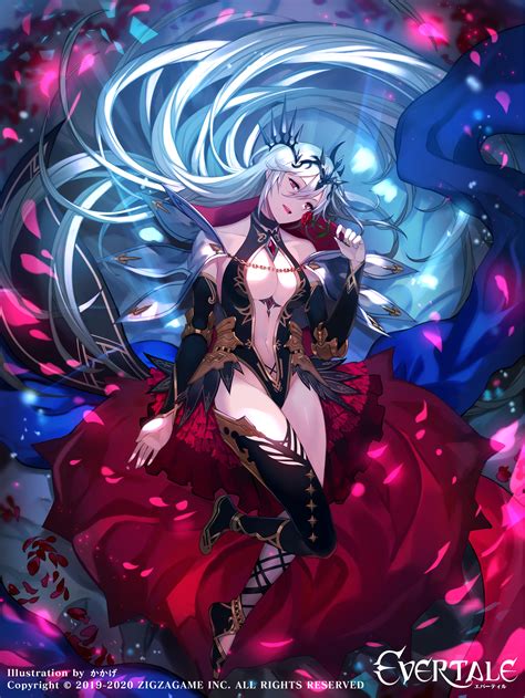 Kakage Long Hair Red Eyes Cleavage Big Boobs Lying Down Lying On