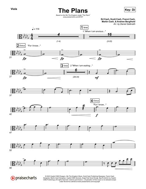 The Plans Viola Sheet Music PDF (We The Kingdom) - PraiseCharts