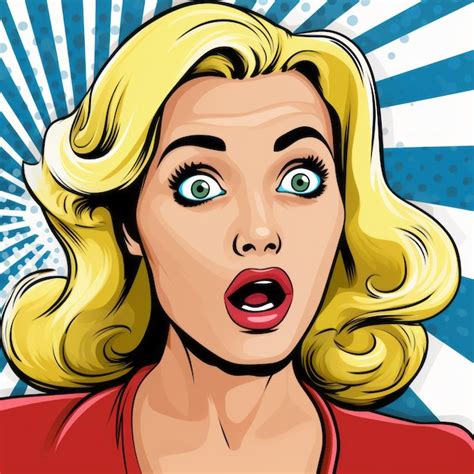 Premium Photo Shocked Blonde Woman Pop Art Illustration In Retro Comiccore Style