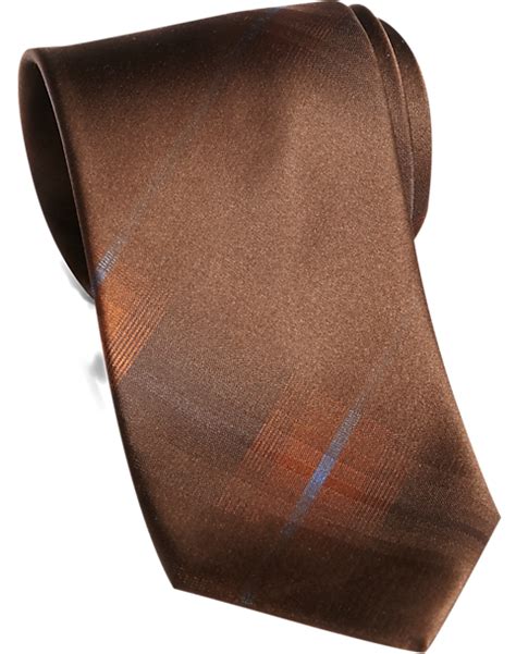 Egara Brown And Blue Stripe And Check Narrow Tie Mens Brands Mens