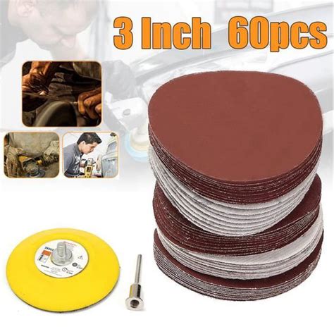 TEMPSA 60PCS 3 75MM Papier de Verre Ponçage Polissage Disque