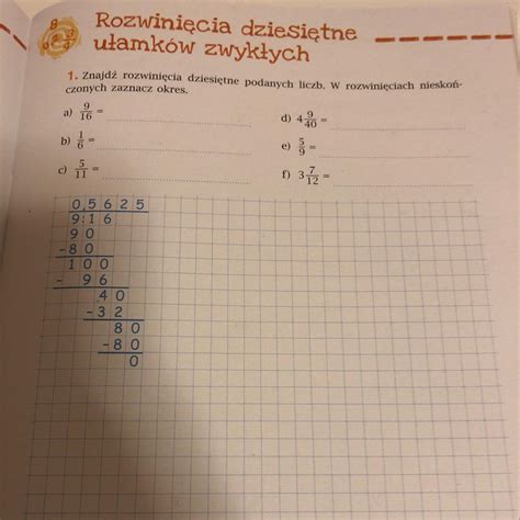 1 Znajdź rozwinięcia dziesiętne podanych liczb W rozwinięciach