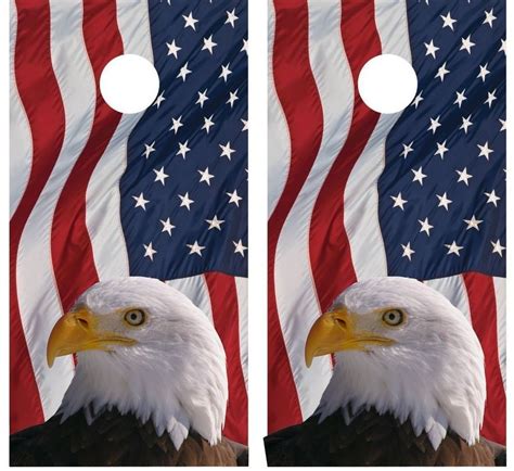 Waving American Flag And Eagle Cornhole Board Decal Wrap Wraps