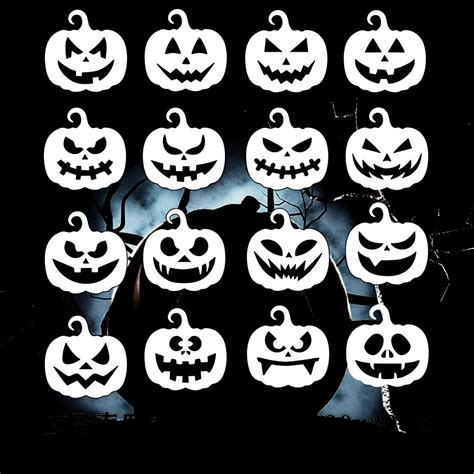 Amazon.com : 16 Pieces Pumpkin Stencil - Pumpkin Funny Expression ...