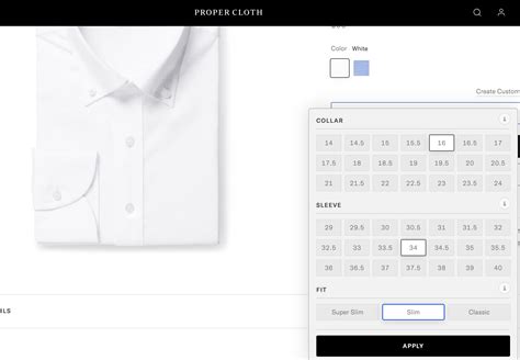 Standard Sizes Types Of Fit And Size Charts Proper Cloth Help