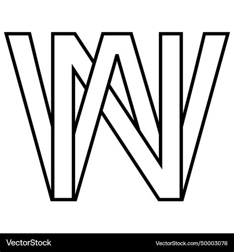 logo sign nw wn icon double letters logotype   vector image