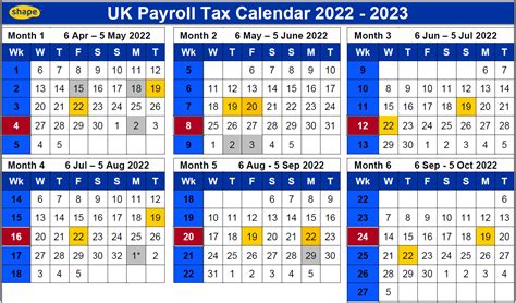 UK Payroll Tax Calendar 2022-2023 - Shape Payroll