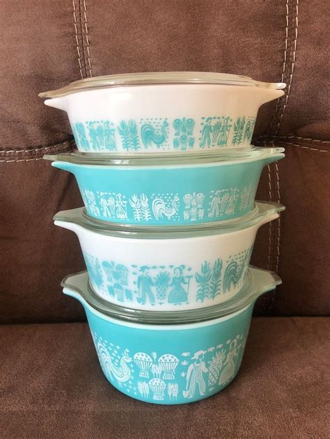 Pyrex Turquoise Cinderella Fridge Mixers Casserole Dishes Sets Etsy Vintage Pyrex Dishes