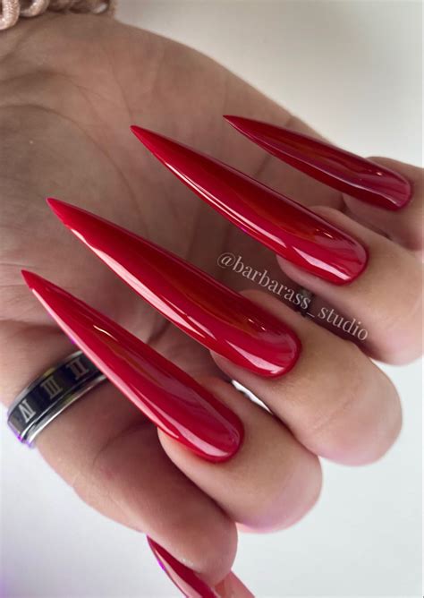 Красный Длинный стилет In 2022 Nailss Personal Care Tweezer