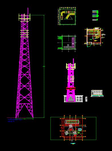 Self Supported Telecommunications Tower In Autocad Cad Library