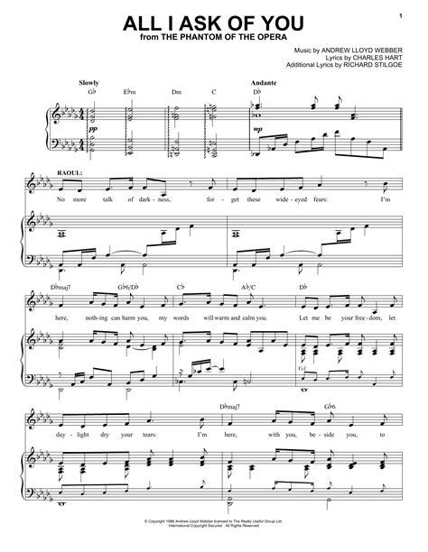 All I Ask Of You Sheet Music Direct