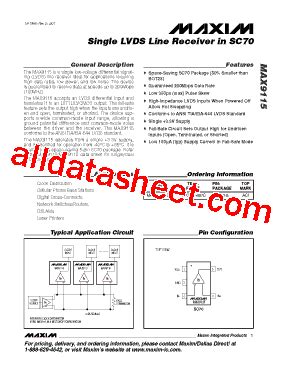 MAX9115EXK T Datasheet PDF Maxim Integrated Products