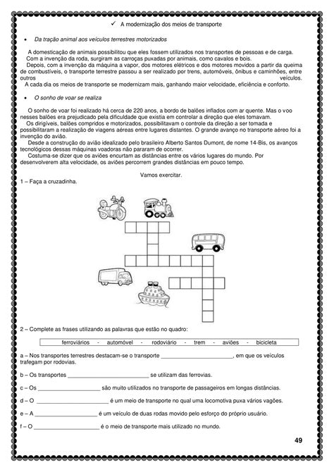 5º Ano Atividades De Geografia Meios De Transporte Cuca Super Legal Educação