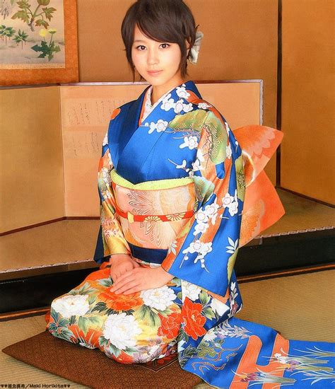 Blue And Orange Kimono Go Broncos Japanese Geisha Japanese Beauty Japanese Kimono Asian