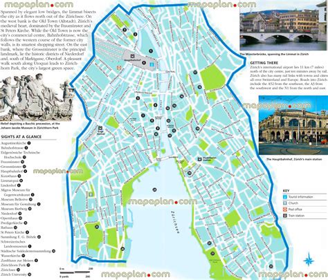 Zurich top tourist attractions map - Zurich city centre free travel guide - Top 10 must-see ...