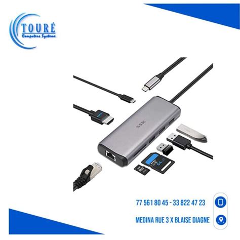 Câble USB C vers HDMI 4K LAN USB C USB 3 0 8 dans 1 Multiport hubs