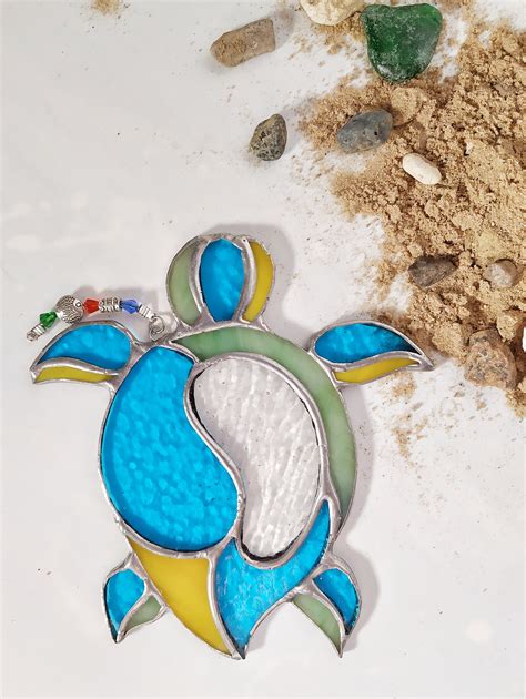 Stained Glass Sea Turtle Art Glass Turtle Suncatcher Etsy