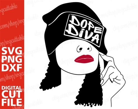 Dope Diva Svg Red Lips Woman In Hat Svg Cap Black Woman Etsy