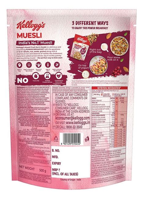 Kelloggs Muesli Fruit Nut Seeds In Power Breakfast G Buy